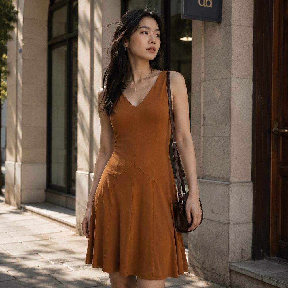 Banana Republic Sleeveless V Neck Dress Women’s Size PS Quiet Luxury Minimalist